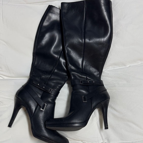 levity Shoes - Levity Black Heeled Knee-High Boots